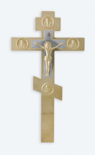 3380031 Крест напрестольный №2- 7 с накладками золочение 3380031 Крест напрестольный №2- 7 с накладками золочение