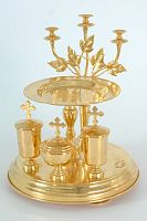 3110017 Блюдо всенощное малое золочение гравировка (с мельх. вклад.)