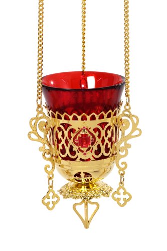 3410108 Лампада подвесная с украшением эмаль  золочение