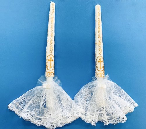 4460899 Прихватки для венчальных свечей №2 с бантом 4460899 Прихватки для венчальных свечей №2 с бантом